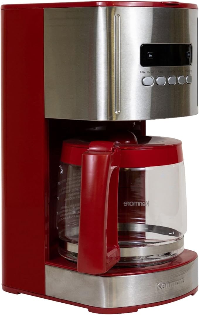 Kenmore Drip Coffee Maker - 12 Cup Programmable Cafe Machine With Glass Pot Regular &amp Bold Brew Auto Shut Off Large Water Reservoir Reusable Filter Kitchen Appliances For Cafeteria Barista Re
