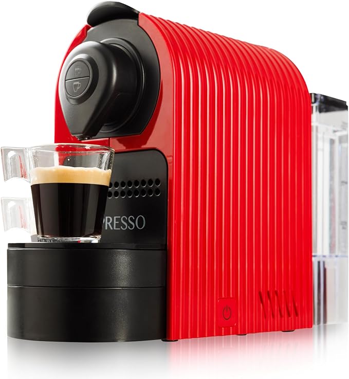 Mixpresso Red Espresso Coffee Machine – Compact 1400W Single Serve Coffee Maker Compatible with Nespresso OriginalLine Capsules One-Touch Operation 19-Bar Italian Pump 27oz Water Tank