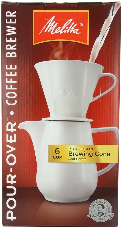 Melitta 36 oz. Pour-Over Coffee Brewer with Porcelain Carafe White