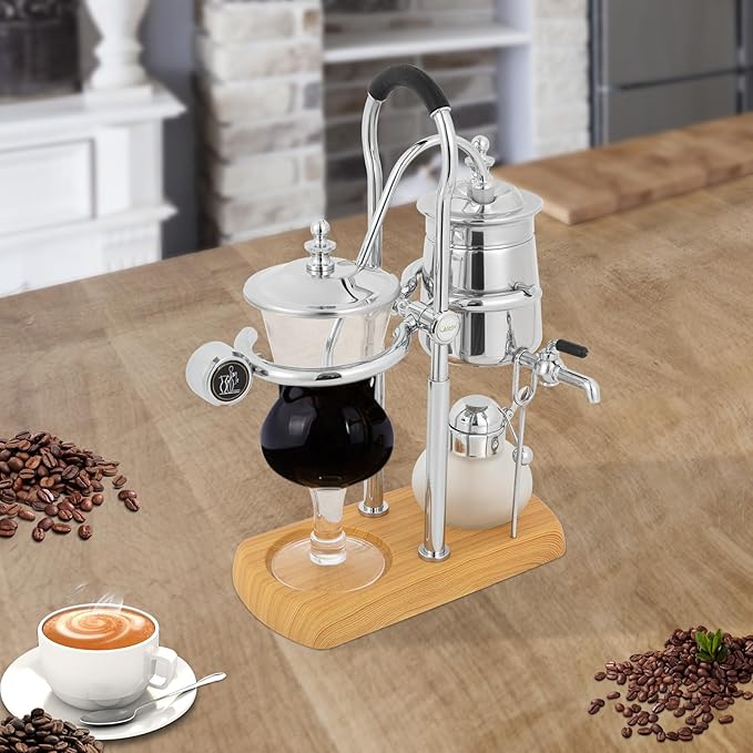 Siphon Coffee Maker Extraction Tools for Hand-Brewed Coffee with Faucet 180° Rotating Antique Brew Rapid Brewer for Commercial Domestic Extract Coffee Brew Tea Silver