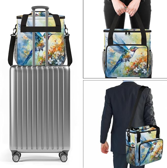 Abstract Bird Coffee Maker Carrying Bag Romantic Bird Travel Storage Bag Compatible with K-Mini or K-Mini Plus Single Serve Coffee Brewer Carrying Case with Multiple Pockets &amp Shoulder Strap