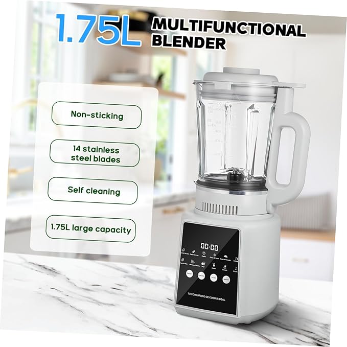 DECHOUS 110v High-speed Electric Blender with Touch Display Non-stick Jar Self-cleaning Function Low Noise Operation for Smoothies Juices and Food Processing