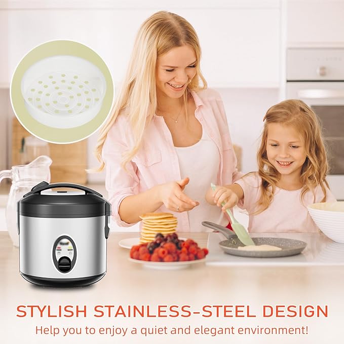 Rice Cooker with Rice Steamer (5 Cups 1Litres) Rice Cooker Small High-Temperature Protection Mini Rice Cooker- for 1-4 People - Cooking 15-20 Minutes - Non-Stick Coating for Cooker Rice
