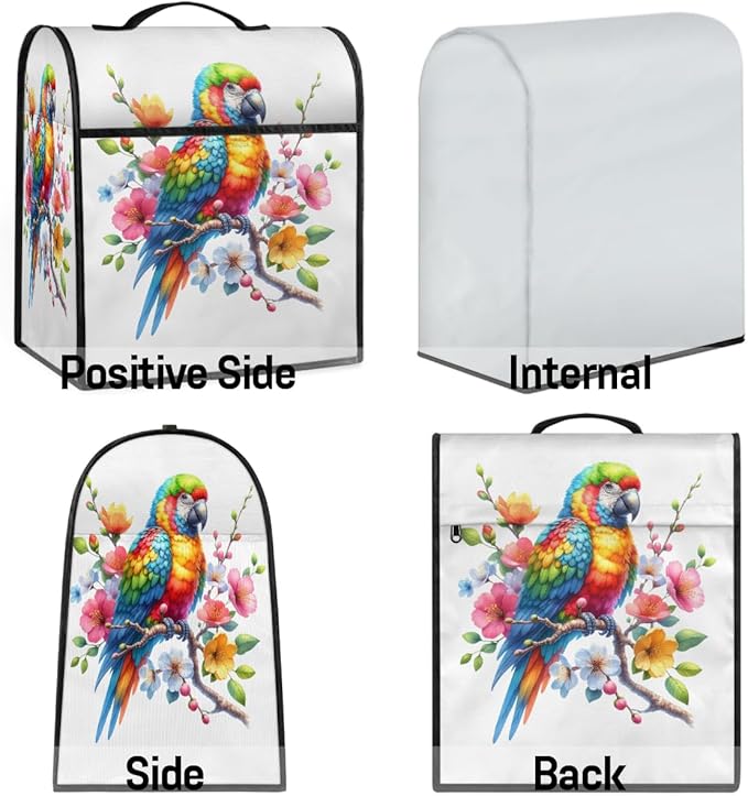 cfpolar Kitchen Aid Mixer Cover Compatible with 6-8 Quarts Animal Parrot Flower Stand Mixer Cover Kitchen Aid Mixers Accessories Appliance Organizer Bag Dust Covers with Zipper Pocket
