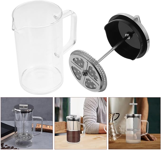 Glass Manual Press Coffee Maker 21oz (600ml) with Scale Thick-bottom Borosilicate Teapot for Manual Brewing Household Espresso Pot Suitable for Tea and Coffee Brewing
