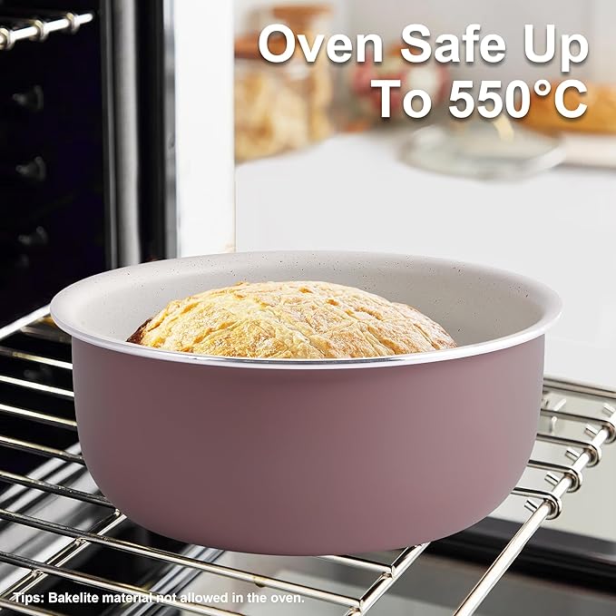 Pots and Pans Set Nonstick - YIIFEEO Kitchen Cookware Sets Detachable Handle Pot and Pan Set Removable Handle Camping Cooking Set Oven Broiler Safe 550F Non Toxic Frying Pans for Cooking Pan Set Gift
