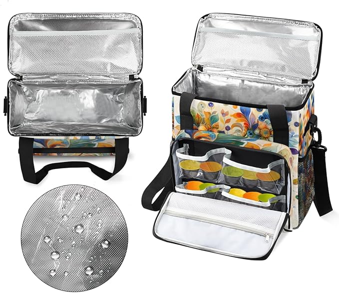 Whirling Flowers Coffee Maker Carrying Bag Portable Travel Storage Tote Bag Compatible with K-Mini or K-Mini Plus Single Serve Coffee Brewer Carrying Case with Multiple Pockets &amp Shoulder Strap