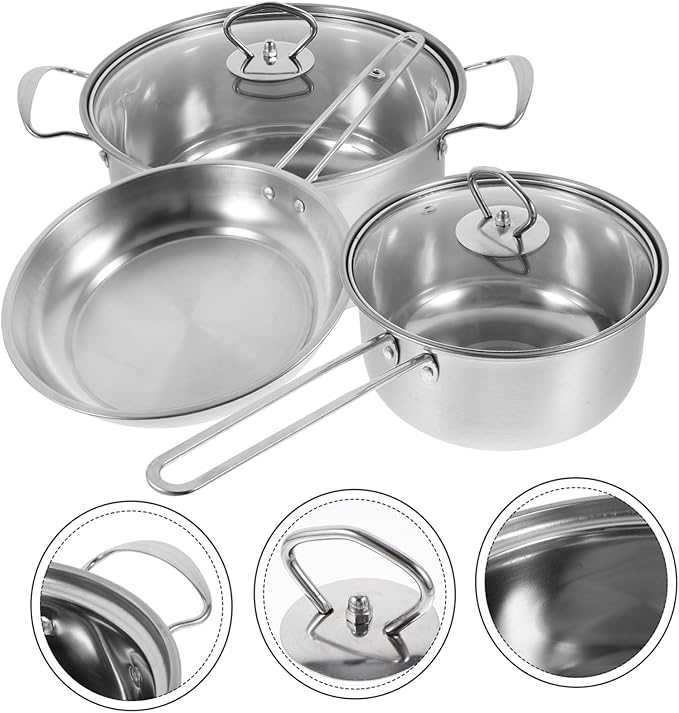 Cookware Set Stainless Steel Pot Set Soup Pot Milk Frying Pan Stock Lids Included