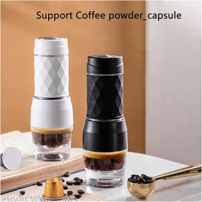 120ML Portable Espresso Machine - 2 in 1 Manual Coffee Maker for Camping and Home Use(B)