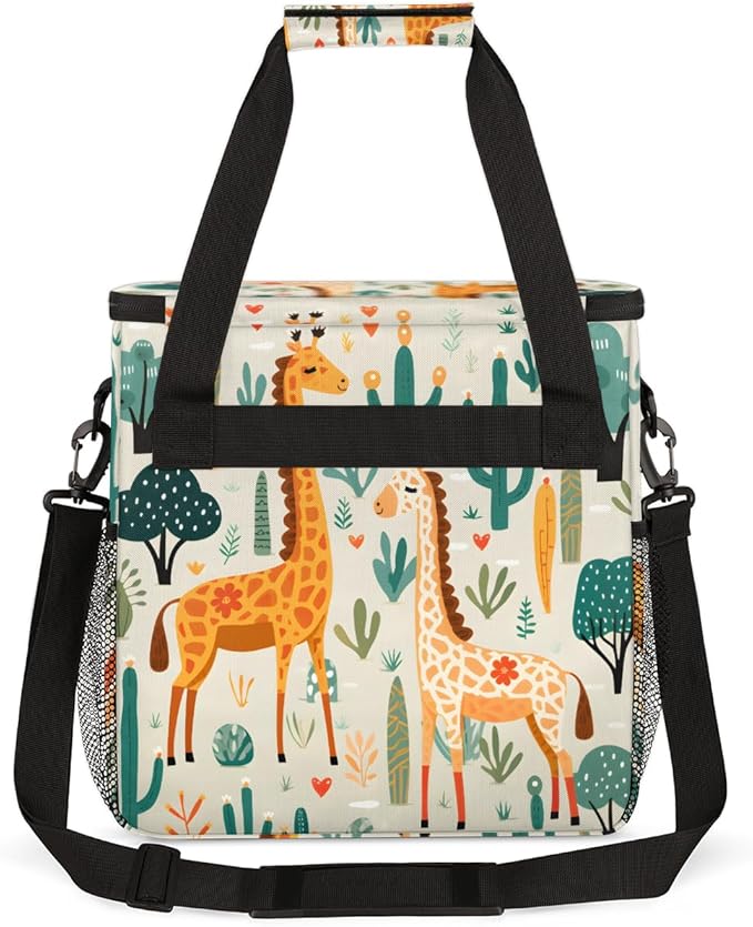 Forest Giraffe Coffee Maker Carrying Bag Graffiti Giraffe Travel Storage Bag Compatible with K-Mini or K-Mini Plus Single Serve Coffee Brewer Carrying Case with Multiple Pockets &amp Shoulder Strap