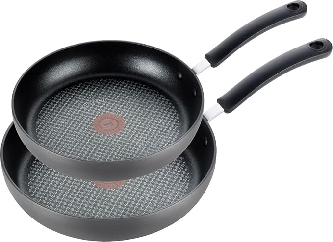 T-fal Ultimate Hard Anodized Nonstick Fry Pan Set 2 Piece 10 12 Inch Oven Broiler Safe 400F Cookware Pots and Pans Set Non Stick Kitchen Frying Pans Cooking Skillets Dishwasher Safe Grey