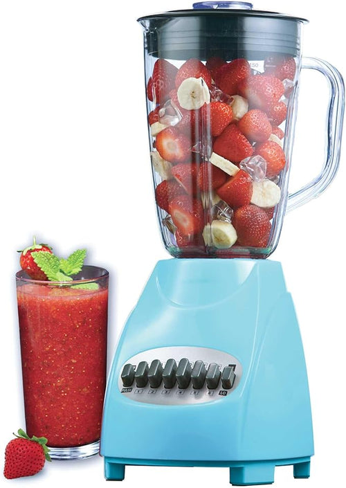 12-Speed Countertop Blender with Pulse Function – 50oz BPA-Free Jar Stainless Steel Blades Ice Crusher &amp Smoothie Maker 350W Kitchen Blender (Blue)