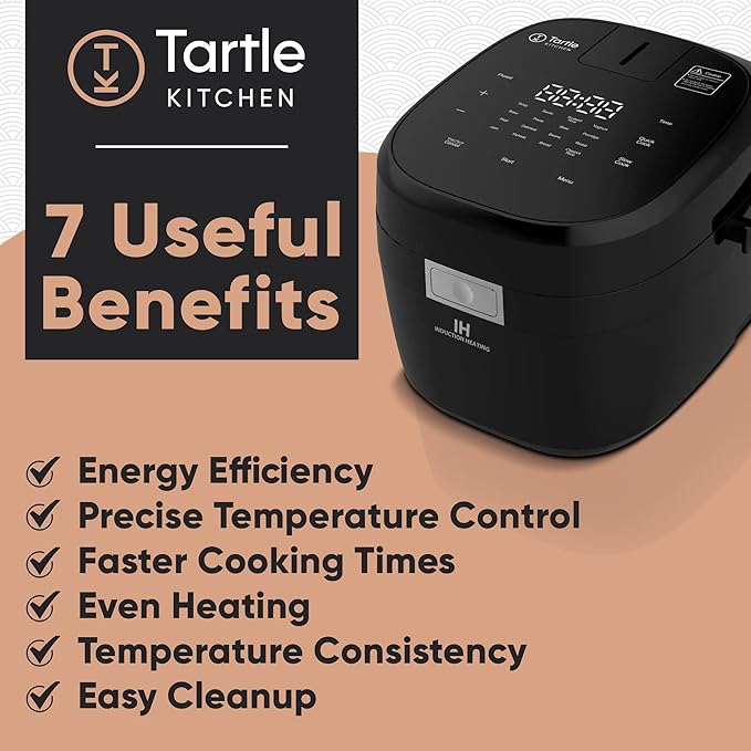 Tartle Kitchen IH103 Pressure Induction Heating Rice Cooker and Warmer 6 cup - Japan style - IH Technology with Steamer (1.5L)