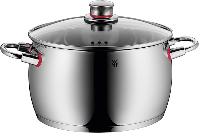 WMF Cookware Set 4-Pieces Quality One Vapor Hole Glass Lid Cromargan® Stainless Steel Brushed Suitable for All Stove Tops Including Induction Dishwasher-Safe
