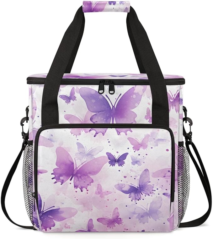 Abstract Butterfly Coffee Maker Carrying Bag Glitter Butterfly Travel Storage Bag Compatible with K-Mini or K-Mini Plus Single Serve Coffee Brewer Carrying Case with Pockets &amp Shoulder Strap