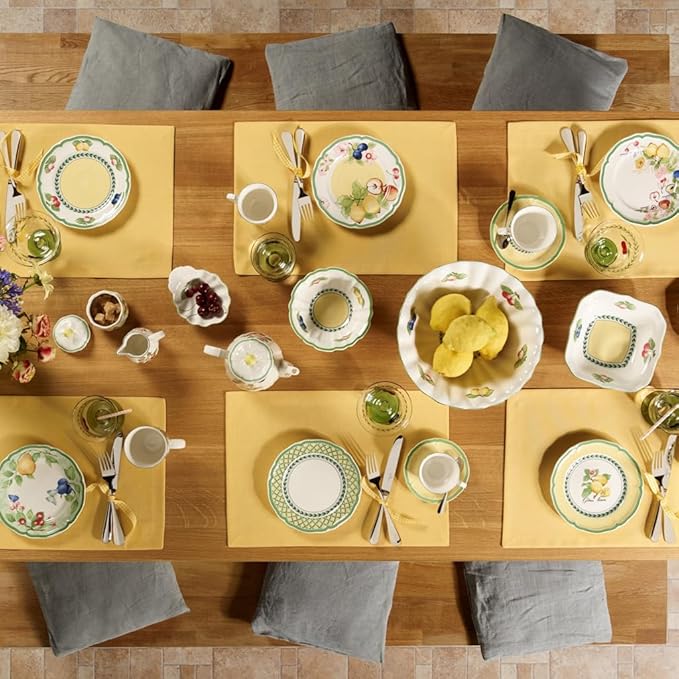 Villeroy &amp Boch French Garden Valance Lemon Salad Plate Premium Vitrified Porcelain - Made in Germany - Dishwasher and Microwave Safe - 8.25 inches - Sold Individually