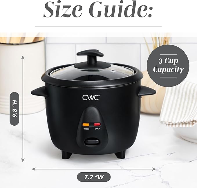 COOK WITH COLOR 6 Cup Rice Cooker 300W - Effortless Cooking and Perfectly Cooks 3 Cups of Raw Rice for 6 Cups of Cooked Rice Black