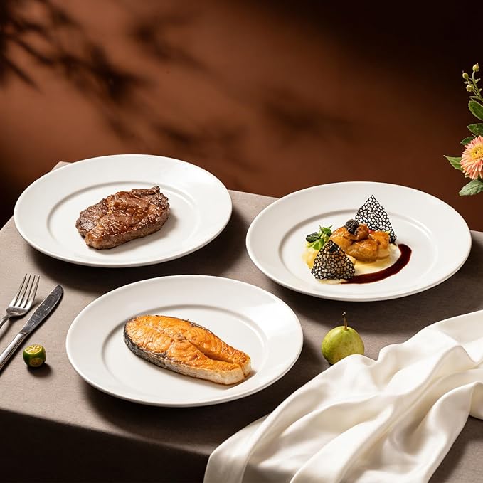 Stoneware Wide Rim Commercial Grade Dinnerware (America White Plate 7 1/8) (America White 7.25in)