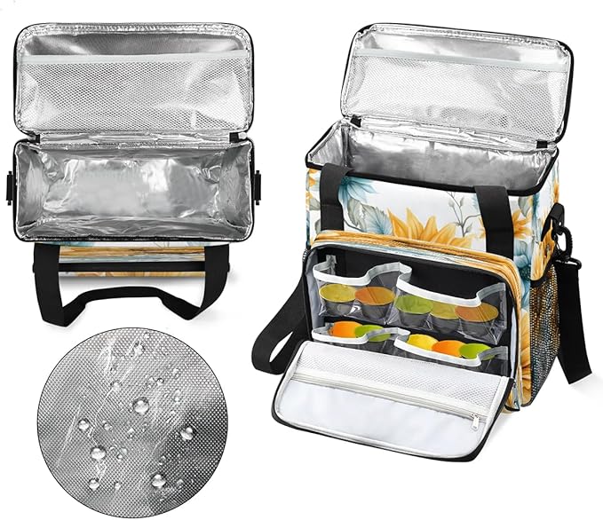Sunflowers Pattern Coffee Maker Travel Bag for K-Mini or K-Mini Plus Single Serve Coffee Brewer Portable Storage Tote Case for Tarvel