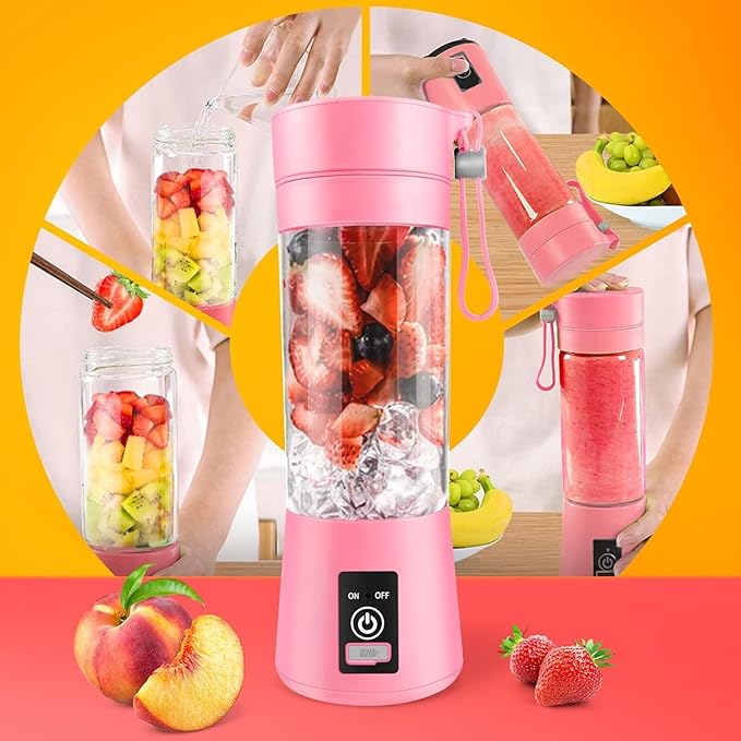 Portable Blender for Shakes and Smoothies6 Blades Juicer Cup for USB RechargeablePersonal Blender with One Touche OperationBlender Shake Smoothie for KitchenTravel and Sport