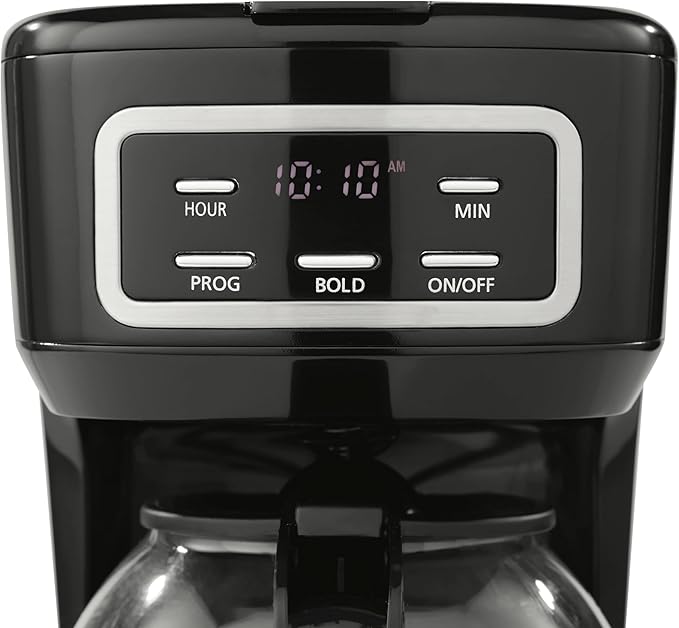 12-Cup Programmable Drip Coffee Maker 1.8L Capacity Black | Auto Brew Timer Bold Brew Option Glass Carafe Easy Clean Home &amp Office Use