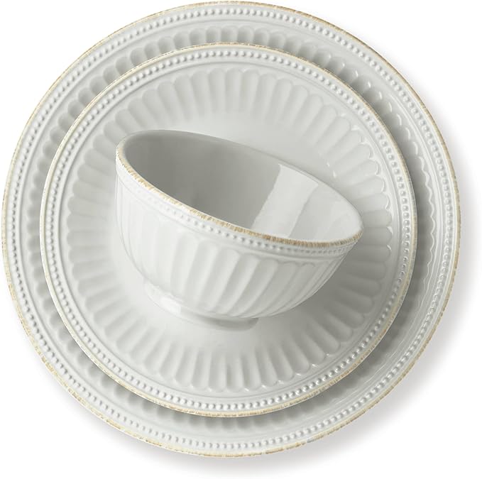 Lenox French Perle Groove 12-Piece Plate &amp Bowl Set 23.05 LB White