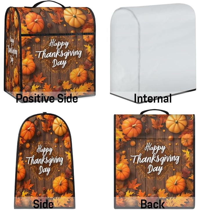 cfpolar Kitchen Aid Mixer Cover Compatible with 6-8 Quarts Thanksgiving Pumpkin Fall Leaves Stand Mixer Cover Kitchen Aid Mixers Accessories Appliance Organizer Bag Dust Covers with Zipper Pocket