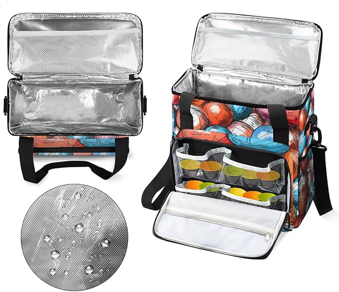 Abstract Ball Coffee Maker Carrying Bag Graffiti Sport Travel Storage Bag Compatible with K-Mini or K-Mini Plus Single Serve Coffee Brewer Carrying Case with Multiple Pockets &amp Shoulder Strap