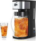 Iced Coffee Tea Maker with Reusable Filter Basket 3 QT Pitcher Iced Tea and Coffee Machine  Tea Makers for Iced Tea Lattes Lemonade and Flavored Water Adjustable Brew Strength Black and Silver