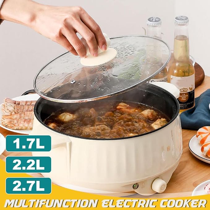 Multi-Function Electric Cooker Non-Stick Multicooker - 1.7L - 2.7L Electric Cooker for Travel School Home 400W-1000W1.7L