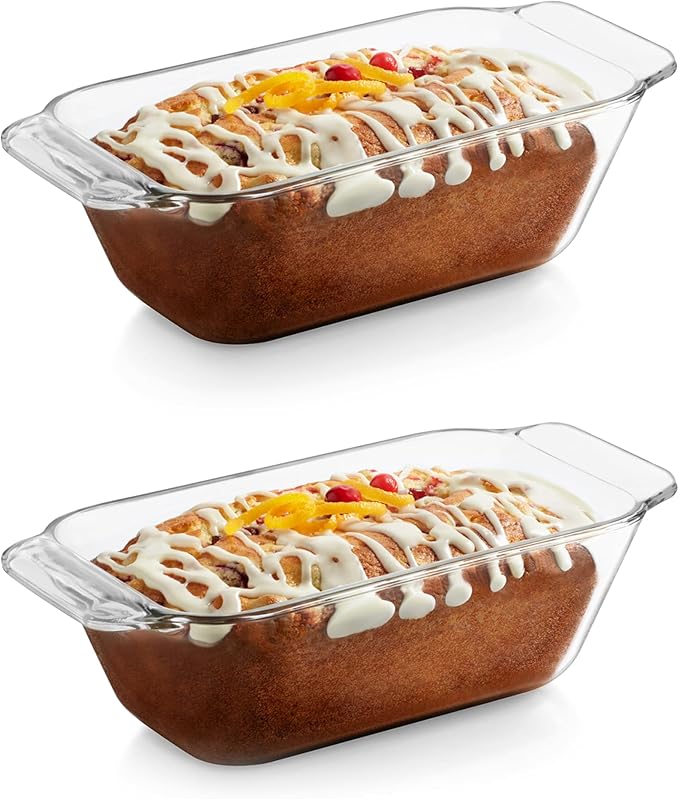 Libbey Baker’s Premium 2 Piece Glass Baking Dish Set Stackable Space Saving Glass Bakeware Set Oven Baking Dish for Bread Pound Cakes Meatloaf