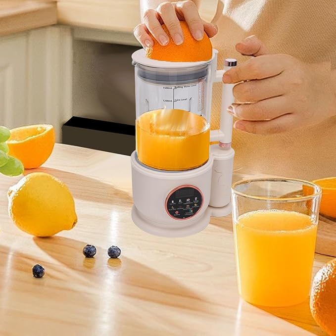 AUNMAS Food Blender Electric Juicer Blender with Heat Preservation for Smoothie Soy Milk Hot Soup 1500ML 48dB Beige 8 Preset Programs