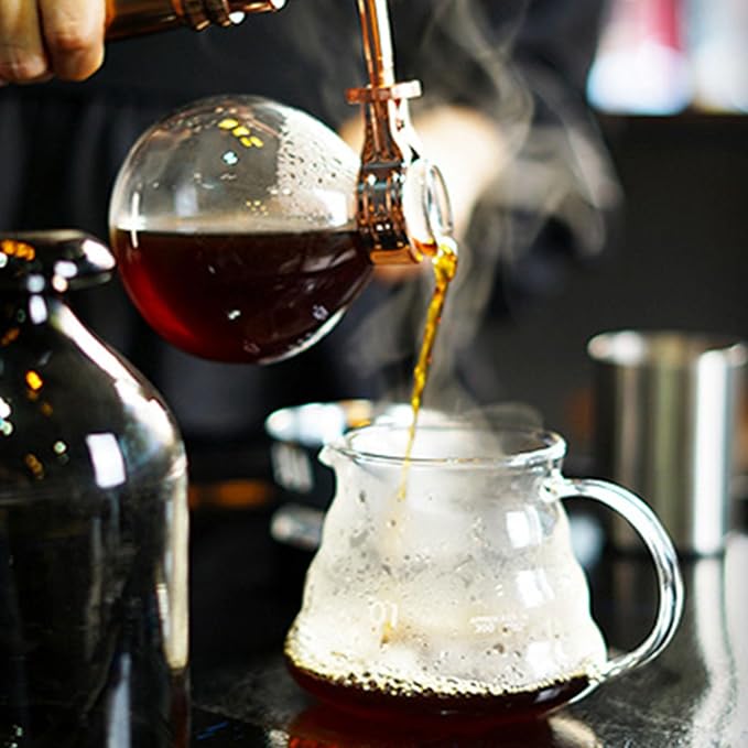 Advanced Siphon Coffee Maker Feature Glass Construction Wood Handle Vacuum Brewing Technology for Sturdy Use At Homes Serving 3 Persons Multipurpose Glass Maker Cold Brews