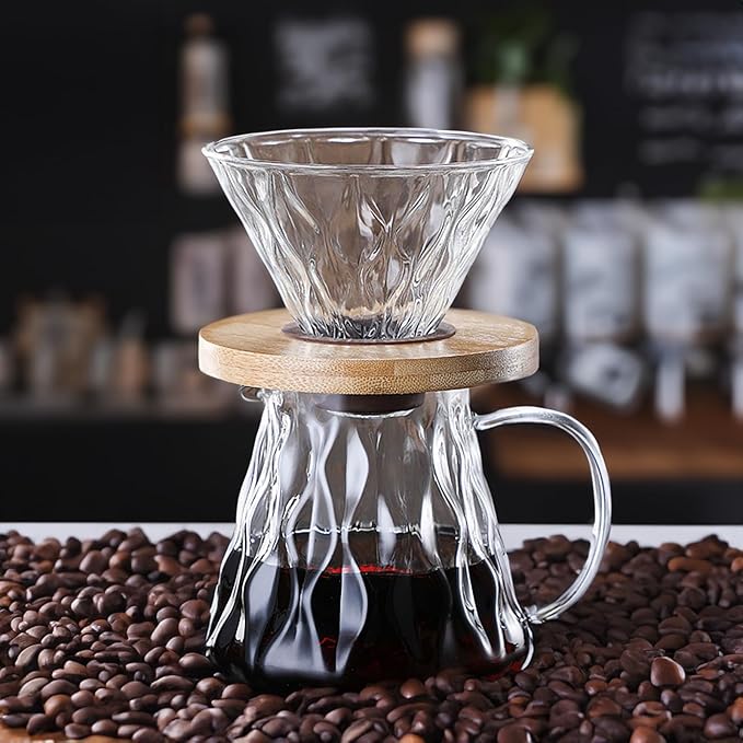 Pour Over Coffee Maker Drip Coffee Maker Single Serve Coffee Reusable Filter Holder Coffee Bar Accessories for Enthusiasts (Dark Set)