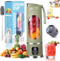 Digital Display Juicer - Smart LED Display 450ml/15.2oz Juicer Shakes and Smoothies Blender with Leakproof Lid Personal Blenders for Home &amp Travel Shakes &amp Baby Food (Green)