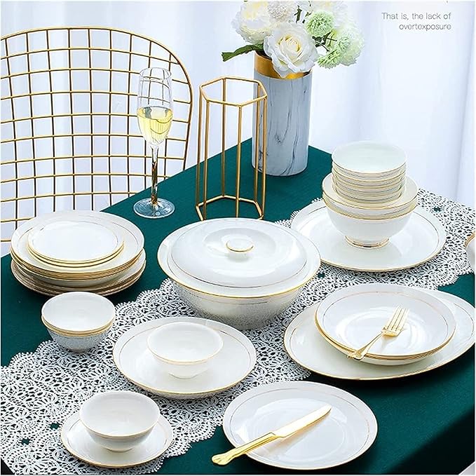 Dinnerware Sets Dish Set 36Pcs Ceramic Dinnerware Set Bone China Tableware Dishes Plates Ceramic Combination Dinner Service Set Porcelaine Service for 6