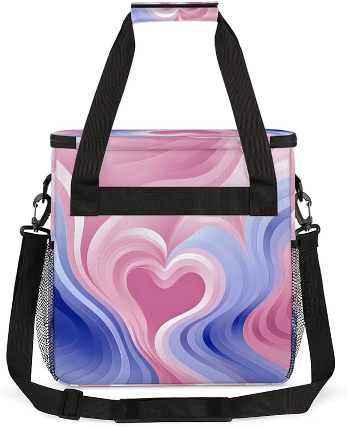 Tie Dyeing Coffee Maker Carrying Bag Pink Heart Portable Travel Storage Tote Bag Compatible with K-Mini or K-Mini Plus Single Serve Coffee Brewer Carrying Case with Multiple Pockets &amp Shoulder S