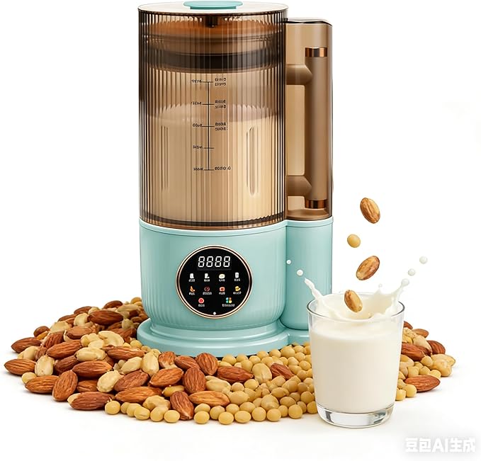 8-in-1 Silent Nut Milk Maker with 10 Blades1000ml Large Capacity LED Display Delay Start Keep Warm Self-Cleaning for Soy Milk Almond Milk Oat MilkJuice (Green)