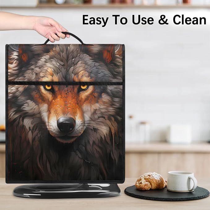 cfpolar Kitchen Aid Mixer Cover Compatible with 6-8 Quarts Retro Wolf Animal Stand Mixer Cover Kitchen Aid Mixers Accessories Appliance Organizer Bag Dust Covers with Zipper Pocket