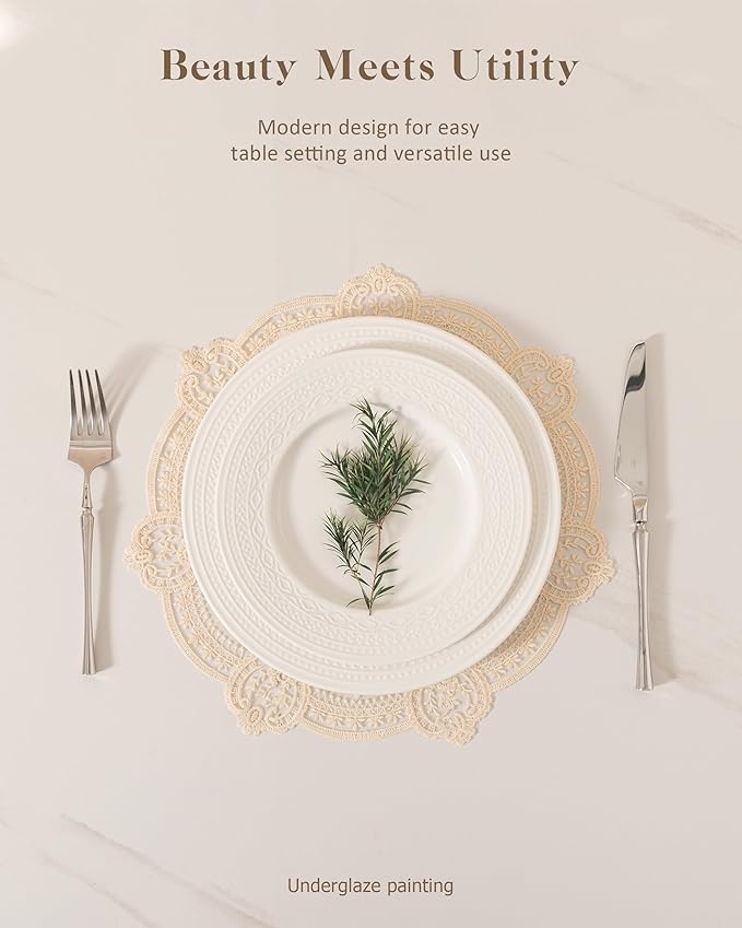 Dinnerware sets plates and bowls sets modern platesCeramic Dinnerware Sets12 Pieces Porcelain Lightweight PlatesScratch Resistant Dish Set (style - 15 4 - Set (12pcs))