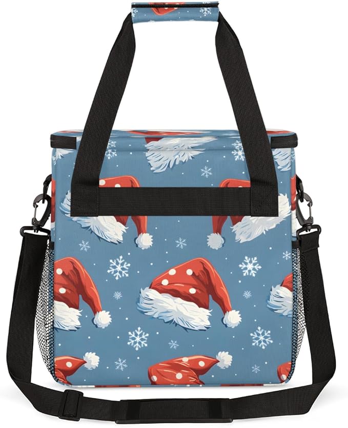 Christmas Hat Coffee Maker Carrying Bag Glitter Hat Travel Storage Bag Compatible with K-Mini or K-Mini Plus Single Serve Coffee Brewer Carrying Case with Multiple Pockets &amp Shoulder Strap
