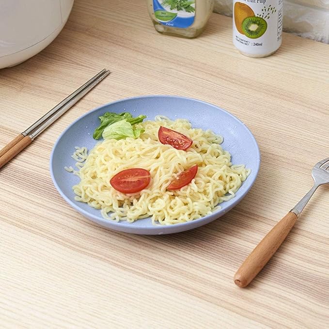 Unbreakable Tableware 4pcs Set Dinner Plates 7.5'' Round Food Plate Dish Saucer Healthy Wheat Straw Dinnerware Dishes Set GRB251G