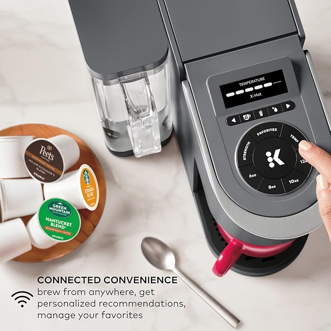 Keurig K-Supreme SMART Single Serve Coffee Maker With Wifi Compatibility 4 Brew Sizes And 66oz Removable Reservoir Compatible with Alexa Gray