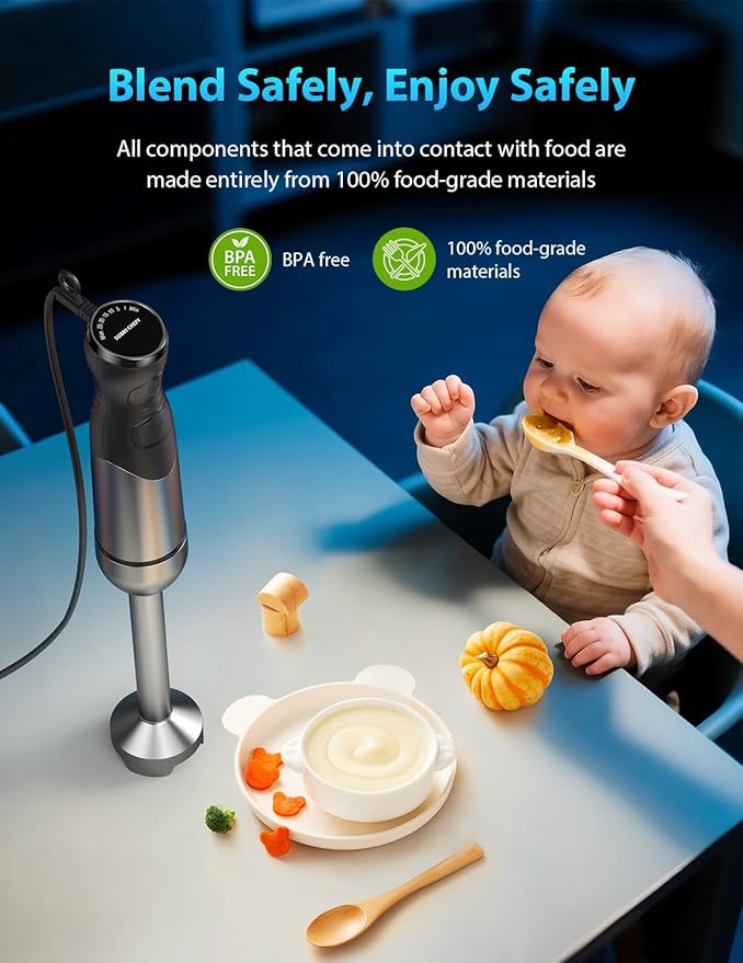 2025 New 1000W Immersion Blender Handheld – 25-Speed Stainless Steel Hand Blender Corded Hand Mixer with Heavy-Duty Copper Brushless Motor &amp Gift Box
