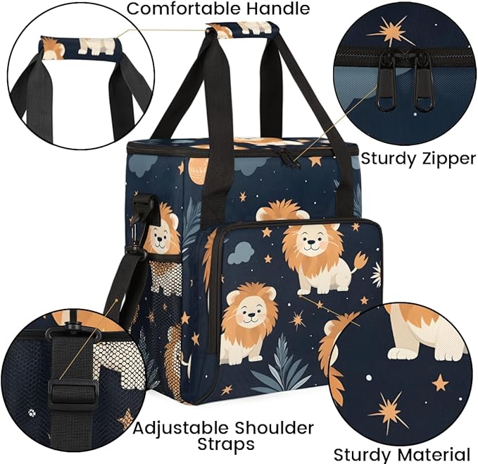 Cartoon Lion Coffee Maker Carrying Bag Cute Lion Travel Storage Bag Compatible with K-Mini or K-Mini Plus Single Serve Coffee Brewer Carrying Case with Multiple Pockets &amp Shoulder Strap