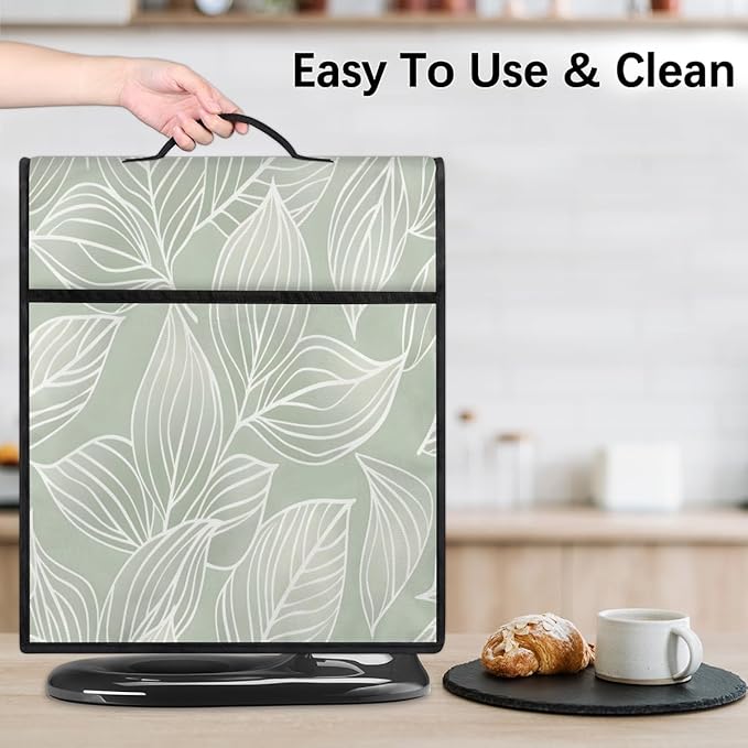 Kitchen Aid Mixer Cover Simple Pattern Green Stand Mixer Cover Compatible with 6-8 Quarts Stand Mixers Dust Covers with Zipper Pocket Foldable Washable Kitchen Aid Organizer Bag
