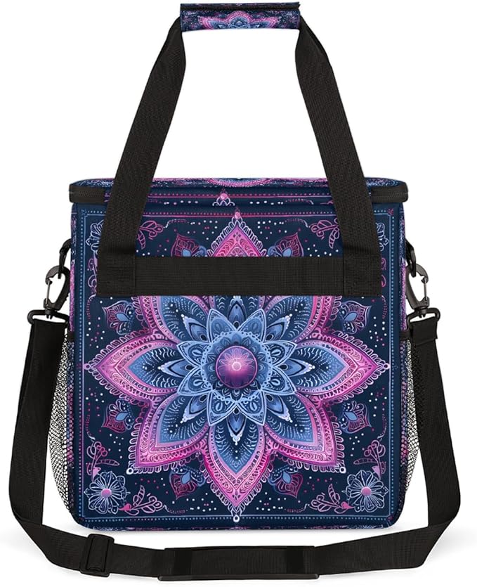 Bohemian Mandala 9 Coffee Maker Carring Bag Travel Carrying Storage Tote Bag Compatible with Keurig K-Mini or K-Mini Plus Portable Single Serve Coffee Brewer Case with Pockets for K-cup Pods
