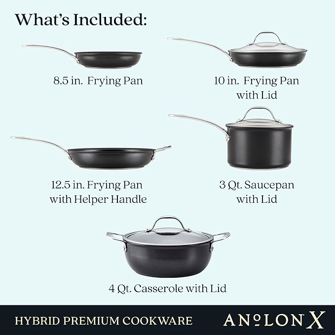 Anolon X Cookware/Pots and Pans Set 8 Piece Dark Gray