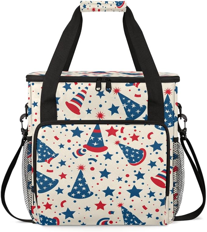 4th of JulyPatriotism Coffee Maker Carrying Bag Travel Storage Bag Compatible with K-Mini or K-Mini Plus Single Serve Coffee Brewer Carrying Case with Multiple Pockets &amp Shoulder Strap