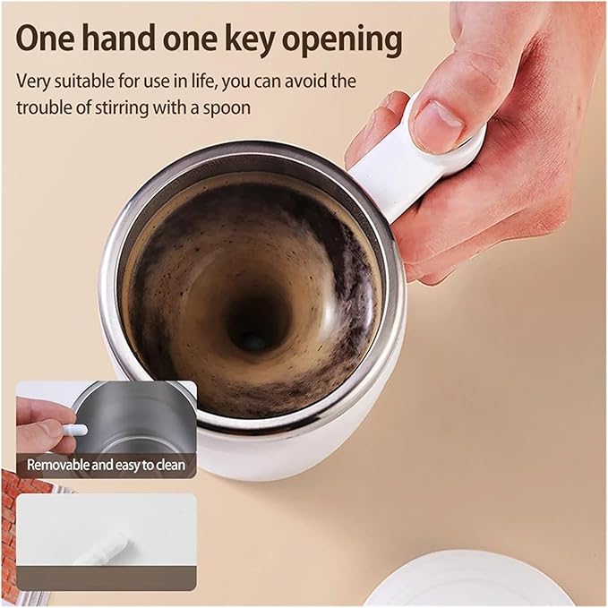 Self Stirring Coffee Mug USB Self Stirring Mug Coffee Cup Rechargeable Automatic Stirring Cup Stainless Steel Cup Coffee Milk Mixer Stir CupElectric Stirring Cup(WHITE)